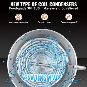 Distillatore d'acqua/alcol in acciaio inox da 30 L (8 galloni) con kit distillazione domestica, serpentina a 6 giri, porta di scarico e termometro in acciaio inox 304 - Product Image 4