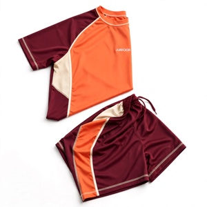 Ensemble de maillots de volley-ball unisexe AMKOOR orange et bordeaux, imprimé par sublimation, en polyester respirant, uniforme adulte, détection par aiguille - Product Image 3