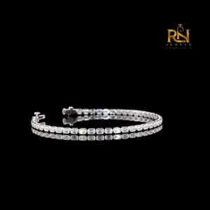 Emerald Cut Lab Grown Diamond Tennis Bracelet Modern Eternity Link Bracelet 9K 14K 18K <b>Solid</b> <b>Gold</b> Fine Jewelry - Product Image 4