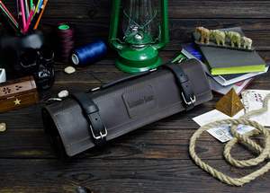 Sac de transport professionnel pour couteaux en cuir pleine fleur, anti-odeur, grande capacité, robuste, pour la cuisine - Product Image 3