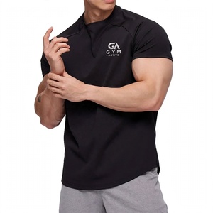 GYM ACTIVE Men's <b>Black</b> Short Sleeve Printed Custom Jersey T-<b>Shirts</b> 95% cotton spandex tee High street <b>silk</b> screen print - Product Image 3