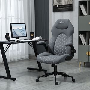 Sedia da Ufficio Grigio Scuro con Schienale Alto, Braccioli Ribaltabili, Altezza Regolabile, Ruote Girevoli e Funzione di Inclinazione (Base in Nylon) - Product Image 2