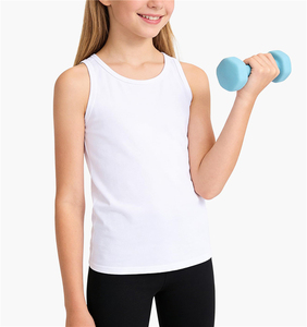 Vente en gros de débardeurs d'été personnalisés pour filles, blancs, sans manches, en coton tricoté, pour l'école, le sport et la danse - Product Image 6