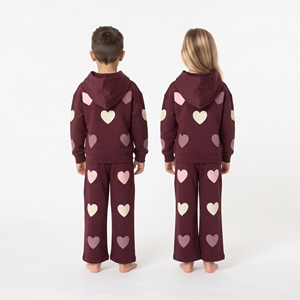 Conjunto Deportivo con Capucha y Diseño de Corazón para Niños y Niñas, Pantalones Anchos, Ropa Deportiva Informal, Conjuntos Deportivos a Juego, Venta al Por Mayor - Product Image 6