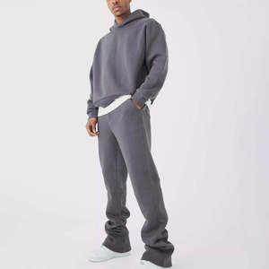 Customizable <b>Men's</b> Winter Solid Casual Hooded Fleece Tracksuit Long Sleeve Jogging Pants Side Pockets Breathable 100% Cotton - Product Image 4