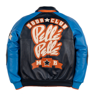 Nouvelle veste courte en cuir véritable pour femmes, taille américaine, broderie de diamants, lettres, 100% cuir d'agneau européen antique, veste bomber - Product Image 1