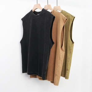 Camiseta sin mangas de algodón acanalado de alta calidad para hombre, corte ajustado, para gimnasio, fitness, running, deportes, sin mangas, con borde sin rematar, estilo boxy, corta - Product Image 3