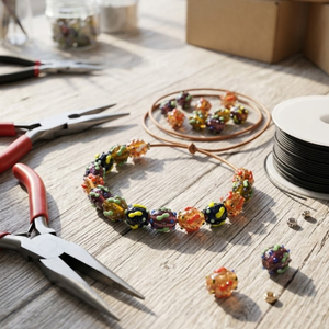 Perles de verre multicolores de designer, forme ovale, 15x20mm |   Perles en vrac pour la fabrication de colliers, fournitures d'artisanat DIY, brin de 8 pouces - Product Image 3