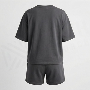 Women's 2 Piece <b>Knitted</b> <b>Set</b> Short Sleeve T Shirt and Above Knee Shorts Solid Color Embroidered Casual Wear Loose Fit All Seasons - Product Image 2