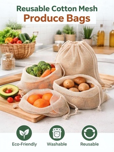 Eco-Friendly Pure Cotton Letter Punch Style <b>Drawstring</b> <b>Bag</b> Bundle Pocket Custom Logo Mesh Fruit <b>Bag</b> Daily Shopping <b>Canvas</b> - Product Image 2