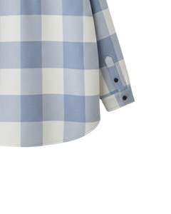 Camisa chaqueta a cuadros azul claro y blanco para hombre, personalizada, de manga larga, con botones, cálida, extragrande, para invierno. - Product Image 5