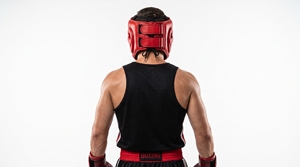 Protège-tête en cuir rouge unisexe, équipement d'entraînement de protection complète - Product Image 4