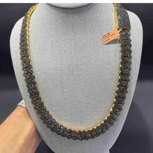Cadena Cubana de Plata Esterlina con Moissanita VVS de 14MM de Calidad Premium, Corte Brillante, Estilo Hip Hop Miami, Certificada por IGI, Unisex - Product Image 3