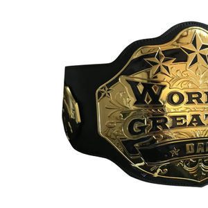 Ceinture de champion du monde pour le meilleur papa, qualité supérieure, cuir noir avec détails dorés, cadeau idéal pour la fête des pères - Product Image 3