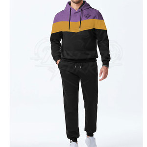 Custom Printing Brand Logo Hooded Casual Men Tracksuit Breathable Cotton Solid Track Jacket <b>Sweatpants</b> <b>Set</b> - Product Image 3
