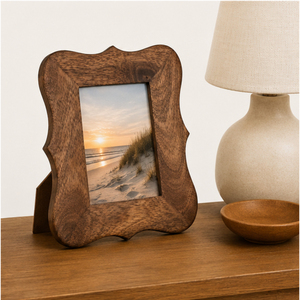 Handcrafted Scalloped Wooden Photo <b>Frame</b> Vintage Wavy Solid <b>Wood</b> <b>Picture</b> <b>Frame</b> for Tabletop Home Decor Custom Size Manufacturer - Product Image 4