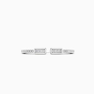 Bague de fiançailles en diamant naturel taille brillant platine avec pierres latérales baguette, classique, certifiée par un tiers, bijoux en argent pour femme - Product Image 1