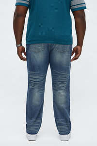 Jean pour homme, style américain, délavé, tendance, coupe droite ample, jambe large, taille élastique, pantalon long - Product Image 2