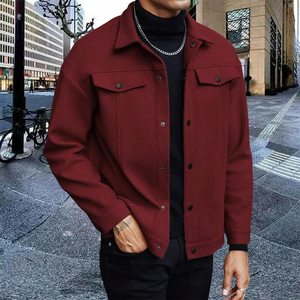 MAX WORLD ENTERPRISES Men's Black Canvas Hooded Breathable Streetwear Jacket Customized Collar <b>Covered</b> <b>Button</b> Closure Winter - Product Image 1