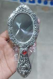 German Silver Hand <b>Mirror</b> with Traditional Ethnic Design Vintage Decorative <b>Vanity</b> <b>Mirror</b> Bridal <b>Makeup</b> & Pooja Gift Handheld - Product Image 3