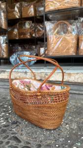 Sac à main mini en paille bohème uni avec broderie et doublure, fourre-tout de plage à fermeture ouverte pour l'été - Product Image 4
