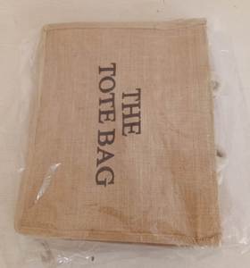 Ecofriendly natural jute <b>tote</b> <b>bag</b> with <b>sturdy</b> soft handles spacious design and classic text print perfect for shopping travel - Product Image 3
