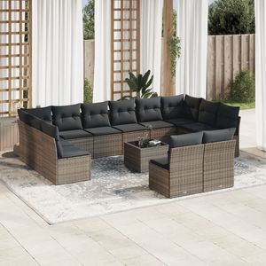 Conjunto de Sofás de Jardín de Poliratán Gris Resistente a los Rayos UV, Material Duradero y Resistente a la Intemperie - Product Image 1