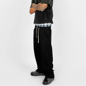 Pantalones de hombre de forro polar de doble cintura, holgados, casuales, de corte suelto, estilo acampanado, streetwear, hechos en Pakistán, ¡los más vendidos! - Product Image 3