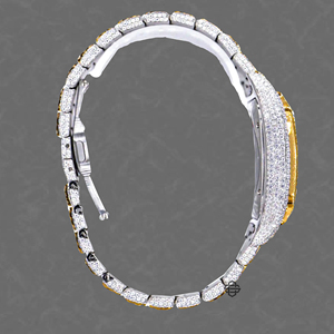 Montre de luxe élégante pour homme, style carré, avec mouvement à quartz ETA, verre, acier inoxydable 41 mm, bracelet 20 mm, sertie de moissanite - Product Image 4