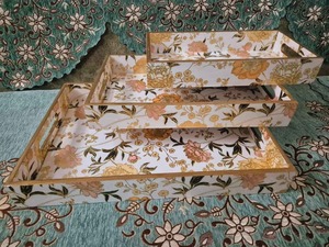 Plateau de petit-déjeuner multifonctionnel en MDF émaillé avec poignées pour le thé, le café et les collations - Product Image 4