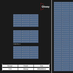 กระเบื้องบุผนังเซรามิกผิวมันเงาแบบร่วมสมัย ขนาด 300x600 มม. เหมาะสำหรับตกแต่งผนังภายในบ้านสไตล์โมเดิร์น ห้องน้ำ ห้องครัว - Product Image 1