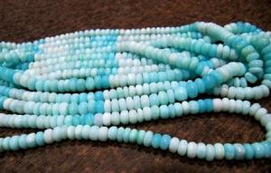 Perles d'opale bleue péruvienne naturelle, rondes, lisses, taille 5-6 mm, brin de 8 pouces de long - Product Image 2
