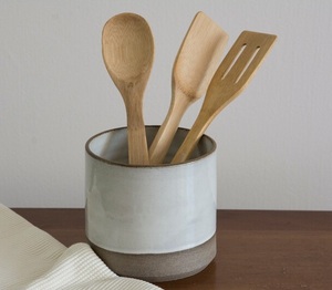 Minimalist Matte Ceramic <b>Utensil</b> <b>Holder</b> Two Tone Finish Strong Base Heat Resistant Durable <b>Kitchen</b> Countertop Storage Solution - Product Image 6