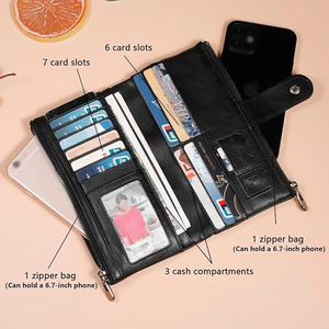 Portefeuille long léger pour homme avec fermeture à bouton-pression, logo personnalisé, OEM, haute qualité, prix de gros, cuir véritable, tendance - Product Image 2