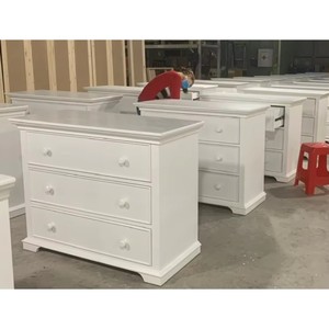 Commode de rangement en bois blanche à 3 tiroirs pour chambre d'enfant avec poignées, commode de chambre à coucher en kit KD, OEM ODM, fabricant vietnamien - Product Image 3
