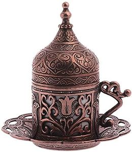 1 tasse à café turque, grecque, arabe, espresso avec soucoupe (Lale) (cuivre antique) en métal écologique - Product Image 4