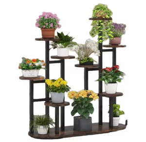 Support de plantes moderne à plusieurs niveaux en métal, étagère d'angle pour pots de fleurs en bois, présentoir de décoration intérieure - Product Image 1