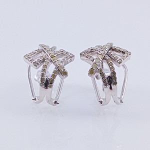 Geometric Hoop Earrings with Crystal Rhinestones 925 <b>Silver</b> Luxury Women's Party Jewelry - Product Image 6