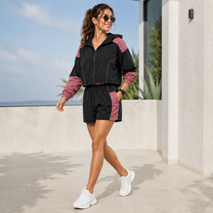 Ensemble veste et short décontracté pour femme, coupe ample, pour l'extérieur, en tissu Ripstop coupe-vent, fabrication OEM ODM, fabricant de vêtements - Product Image 4