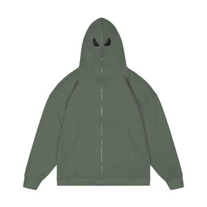 Nouvel Arrivage – Sweat à Capuche Balaclava Entièrement Zippé pour Homme, Épaules Tombantes, Masque Facial Complet, Service OEM - Product Image 1