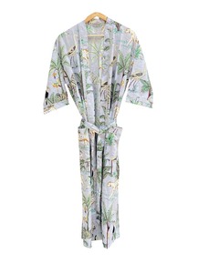 Robe kimono à nouer devant avec imprimé animalier tropical |   Veste longue à manches longues style bohème |   Couverture de plage légère pour l'été - Product Image 3