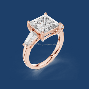 Bague ficelle en or 14K Bague en or jaune avec diamant de promesse avec bijoux cadeau romantique certifiés - Product Image 1