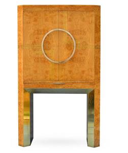 Modern Burl Wood <b>TV</b> <b>Stand</b> Cabinet with Metal <b>Pedestal</b> Storage for Living Room - Product Image 1