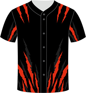 FURAT Men's Baseball Jersey Black <b>Red</b> Sublimated Moisture Wicking Short Sleeve Regular Fit Adult All Seasons Custom Logo Printed - Product Image 4