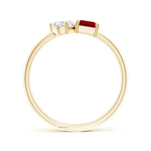 Anillo de compromiso y aniversario para mujer con diamante de corte esmeralda de granate en oro de 10K, 14K, 18K y plata 925, 935, con engaste de puntas. - Product Image 3