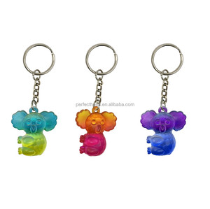 Color Changing Koala Keychain <b>Cartoon</b> Animal Shape Plastic Pendant Stainless Steel <b>Ring</b> 3D Design Gift Charm - Product Image 1