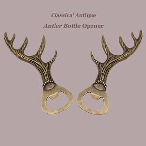 Rustic Gold Metal Antler Bottle Opener Features Textured Deer Horn Theme Handle Unique Lodge Cabin Style Novelty <b>Bar</b> <b>Tool</b> Piece - Product Image 4