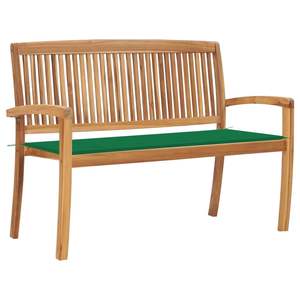 Banc de jardin en teck massif naturel, 50,6 pouces, empilable, pour terrasse - Product Image 1