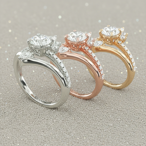 แหวนหมั้นประดับเพชรรูปนกยูง ชุบทองคำสีกุหลาบ พร้อมการรับรองการฝังแบบ Prong Setting - Product Image 5