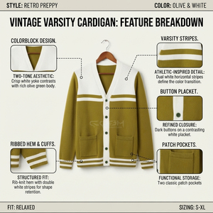 Cosh International Sisterhood Sorority <b>Cardigan</b> <b>With</b> <b>Pockets</b> Contrast Color Casual Classic Full Sleeve Autumn Winter Spring Wear - Product Image 6